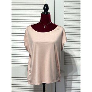 Eileen Fisher Women's Blush Pink Short Sleeve Scoop Neck Top Blouse Sz XL 3081